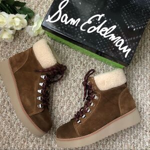 Sam Edelman Franc Lace Up Hiker Boots Size 7.5 Platform Shearling NEW Gorpcore